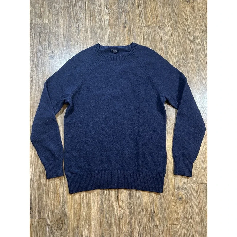 J. Crew Crewneck Super Soft Lambs Wool Blend Blue Sweater Men's Size Medium